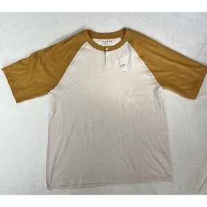 Pacsun Men's Size Large White Gold Raglan Sleeve Shirt